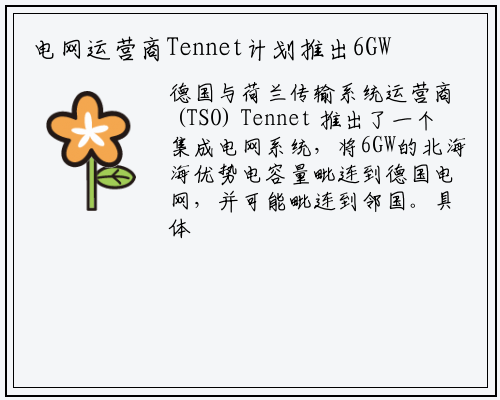 电网运营商Tennet计划推出6GW集成电网系统_bat365官网登录入口